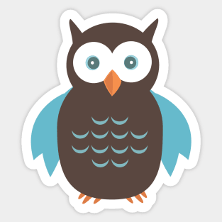 Brown & Blue Owl Sticker